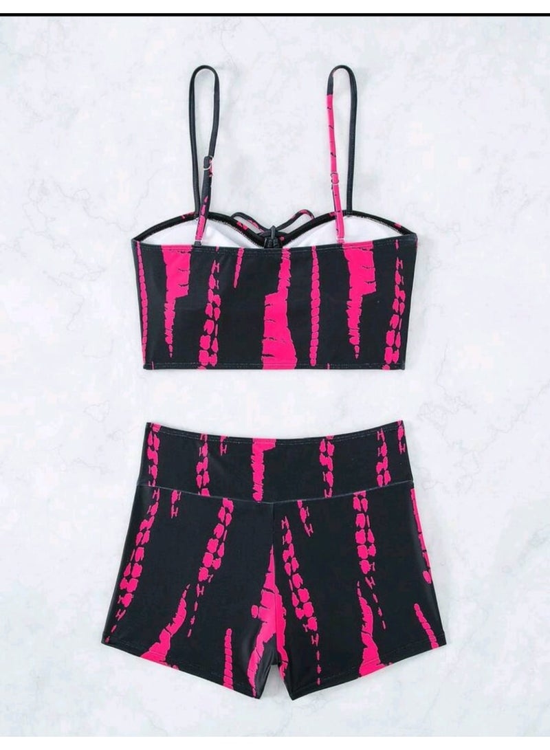 Shein Swim Vcay Tie Dye Drawstring Front Bikini,Summer Beach - Image 4